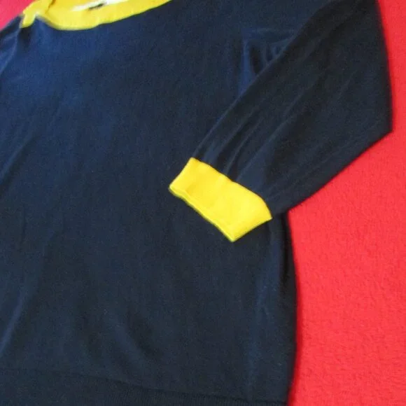 Boden Navy & Yellow Lightweight Sweater / Top  Soft Stretch - Picture 2 of 5